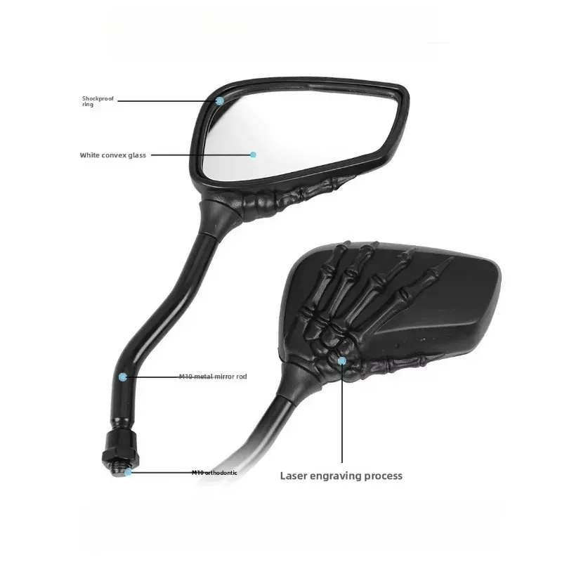 

Universal Fit for Mirror Bolt Street Sport Bike Chopper Cruiser Motorcycle Skull Hand Claw Rear-View Side Mirror