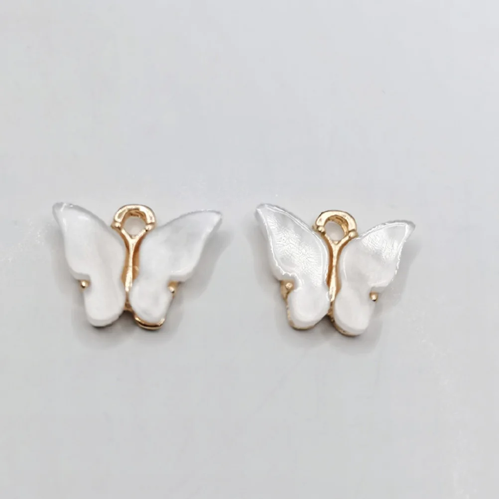 

30pcs Colorful Butterfly Shaped Acrylic Alloy Pendants for DIY Jewelry Necklace Bracelet Keychain Craft Accessories charms