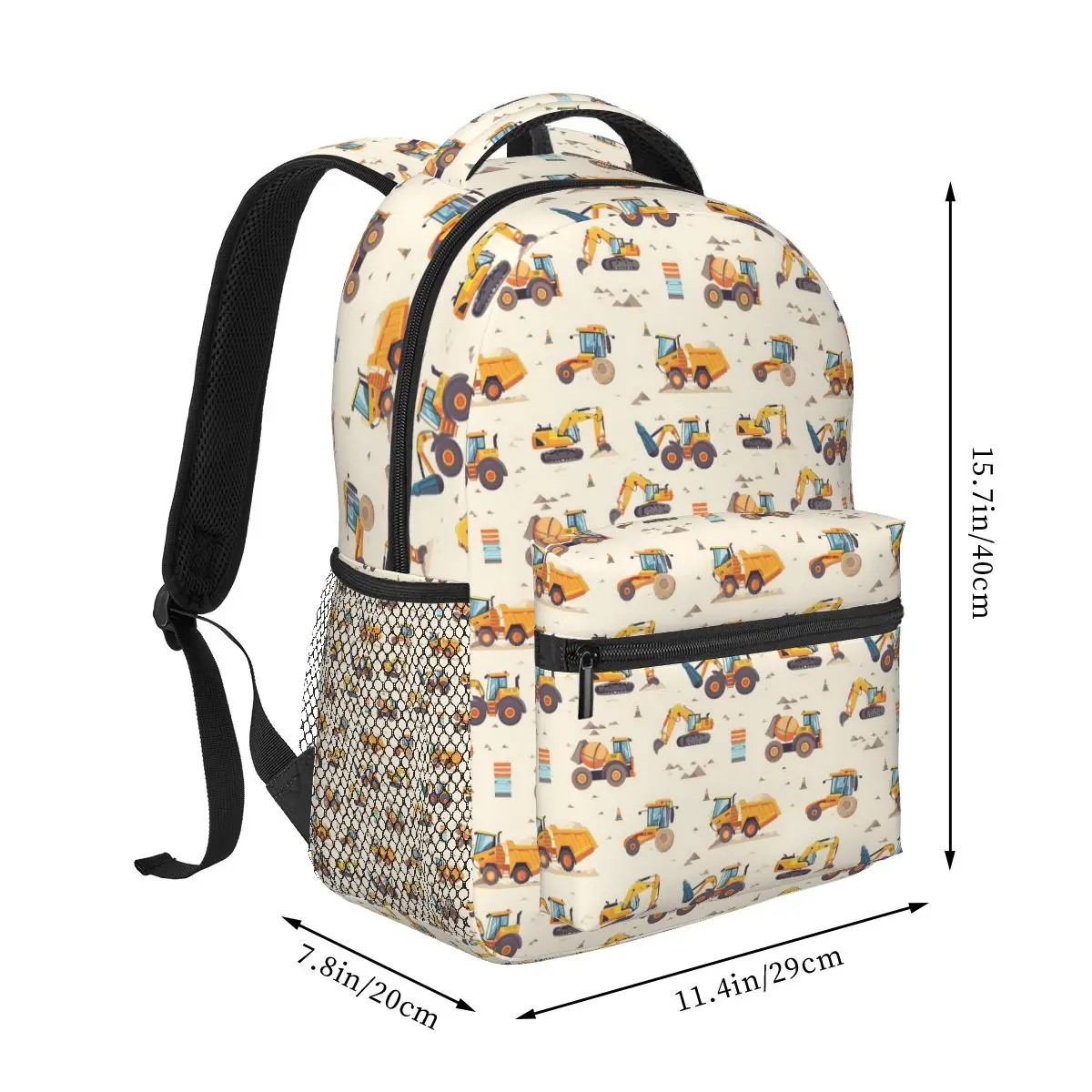 Construction Vehicles Bulldozer Excavator Crane Backpack Student Boys Girls BookBag Kids Bag Laptop Shoulder Bags for Men Women