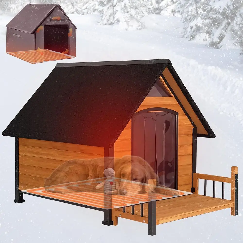 

Insulated Outdoor Dog House for Large Dogs, Weatherproof Shelter with Chew-Resistant Frame, 50.87L x 37.44W x 37.2H