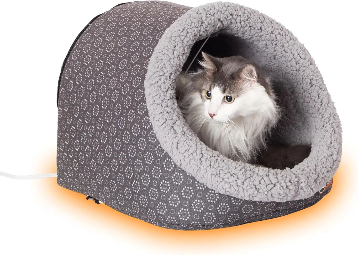

Heated Pet Bed Cave for Large Cats & Small Dogs, Collapsible Machine Washable Thermostat Control Gray