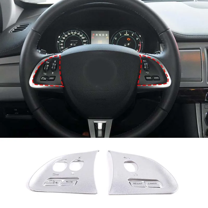 For Jaguar XF 2012-2015 Silver Stainless Steel Steering Wheel Button Sticker Decorative Cover Sticker Car Interior Accessories