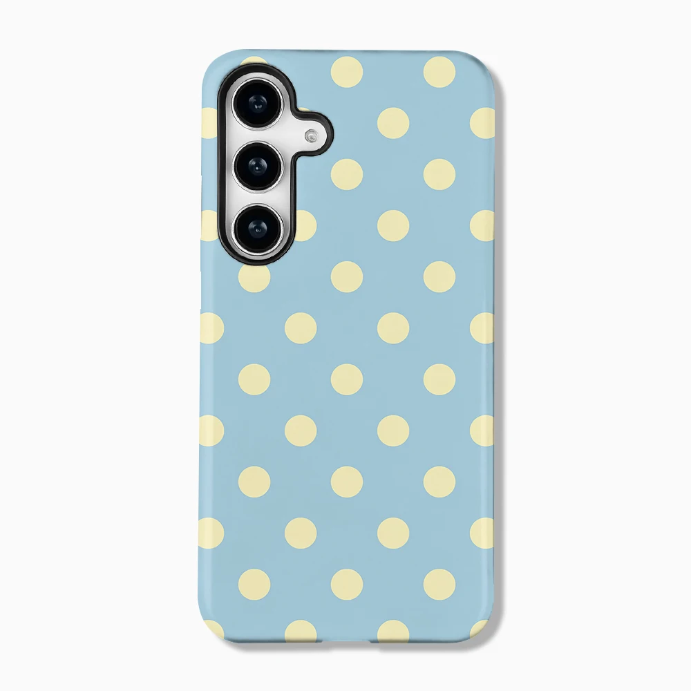 Blue Color Polka Dot Phone Case For Samsung S26 S25 S24 S23 S22 Plus S21 Ultra Edge S23 S24 S25 S20 FE 2 IN 1 Film Shell Cover