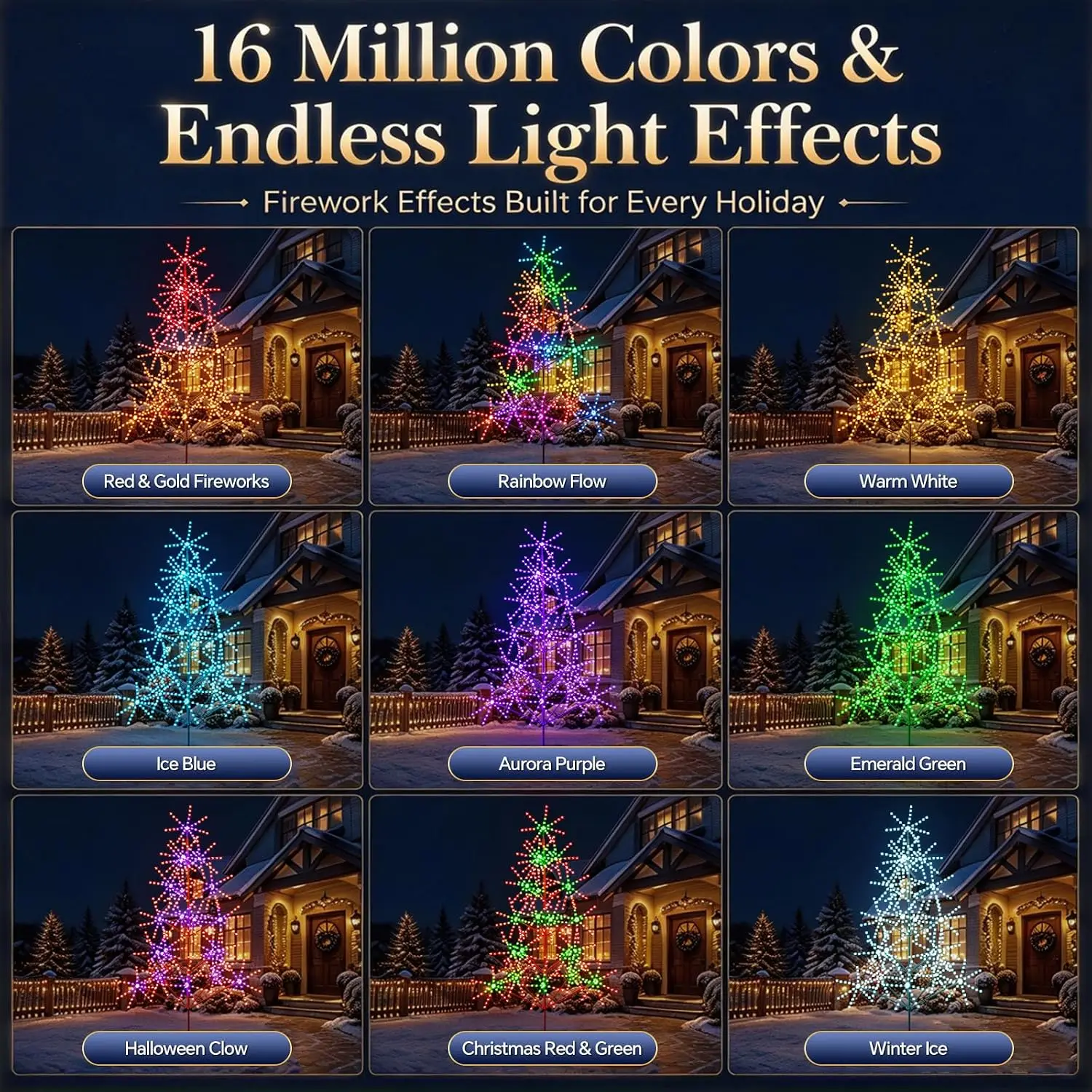 9-Foot Firework LED Lights Designed for Outdoor Christmas Decorations