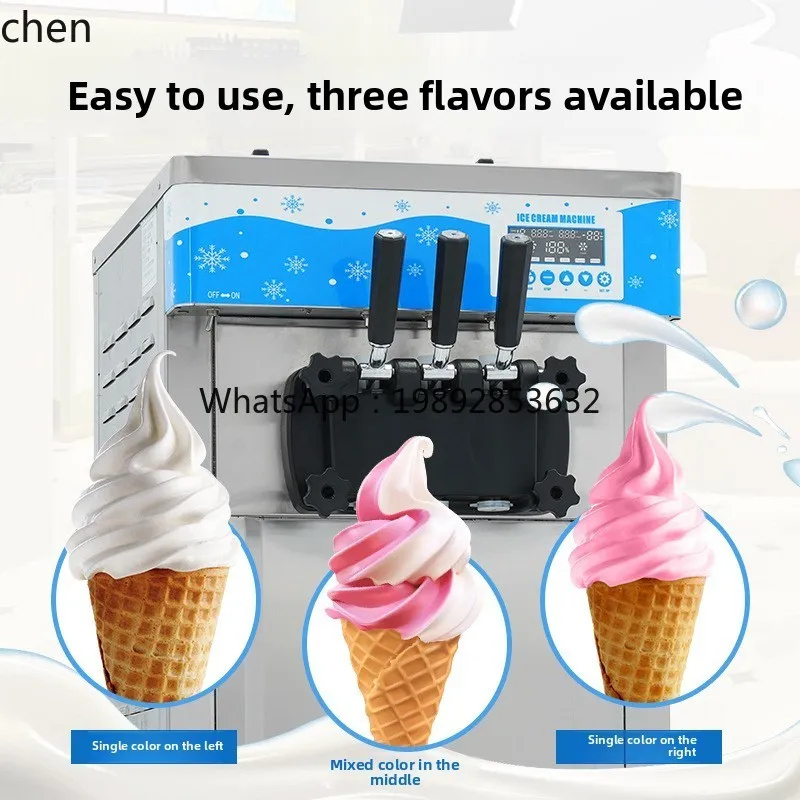 Soft Ice Cream Machine Vertical Ice Cream  Automatic Large Output Stainless Steel   Sundae Cones Machine