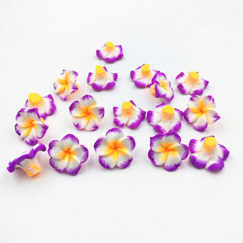 10PCS 15MM Plumeria Polymer Clay Flower Beads DIY Hawaiian Jewelry Craft Making Earrings Hairpin Accessories Material