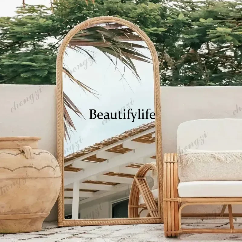 D8000   Oval Standing Mirrors Full Body Small Nordic Princess Design Decorative Mirrors Bedroom Wall Dekoracyjne Lustra Home Dec
