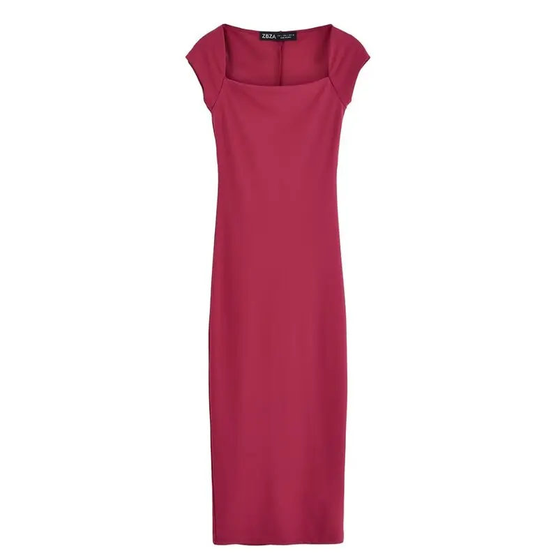 Summer 2025 New Arrival Nylon Square Collar Sleeveless Midi Dress Women's Fashion Elegant Style Single Piece Fine Work