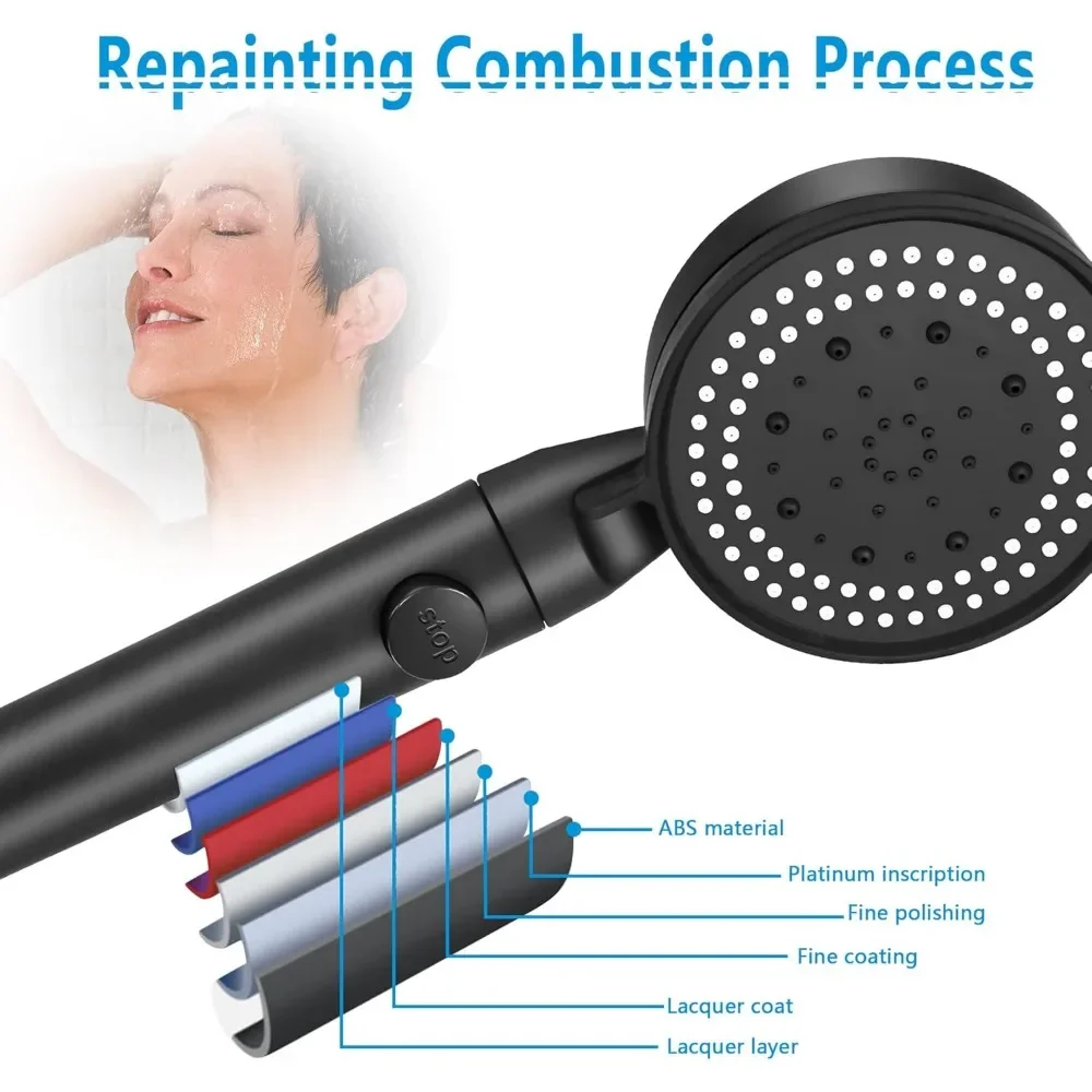 

Душевая насадка высокого давления, душевые насадки со шлангом, экономия воды, насадка-распылитель с одной кнопкой, аксессуары для ванной комнаты, 5 режимов, регулируемые