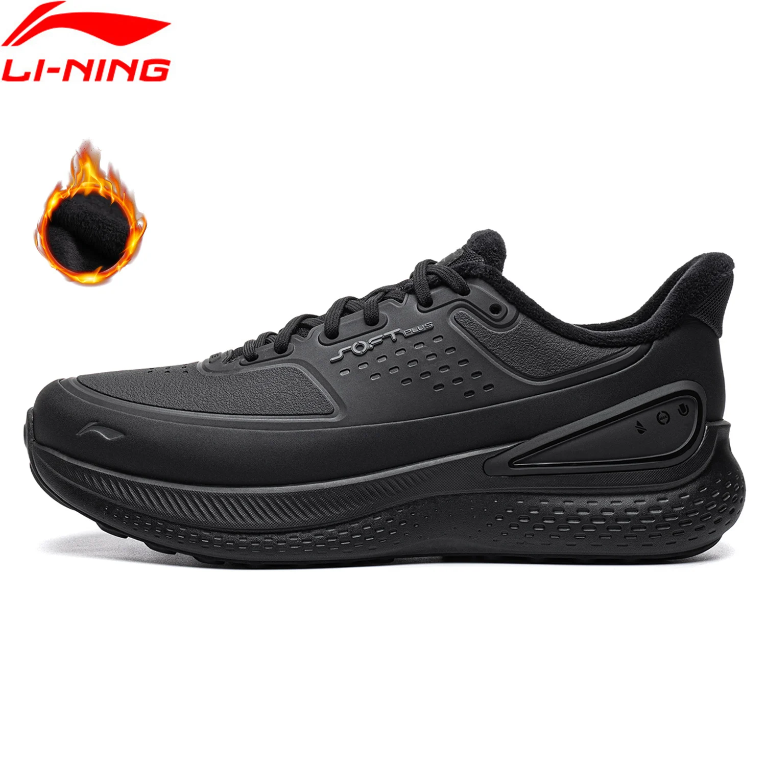 Li-Ning Men's SOFT PLUS 3 FLEECE Lifestyle Shoes Winter Warm Daily Sports Shoes LiNing Trendy Casual Shoes AGLW157