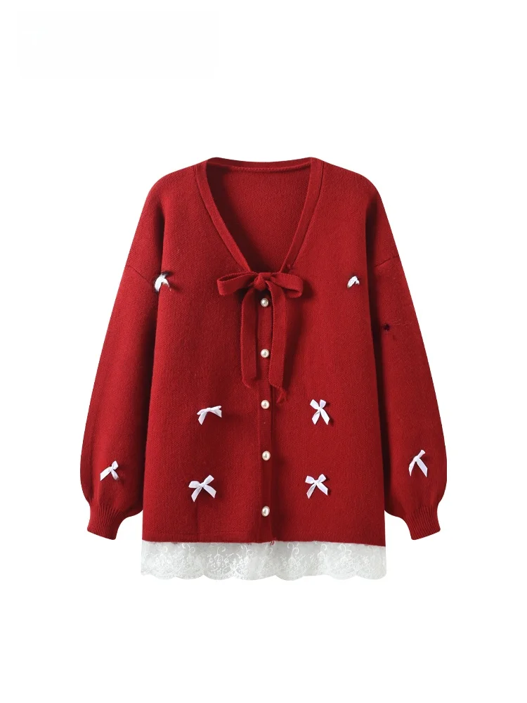 

Cara CLUB plus Size V-Ne Long Sve Knitwear Casual Loose Top for Women Autumn Faionable Meat Concealing Comfortable Fit
