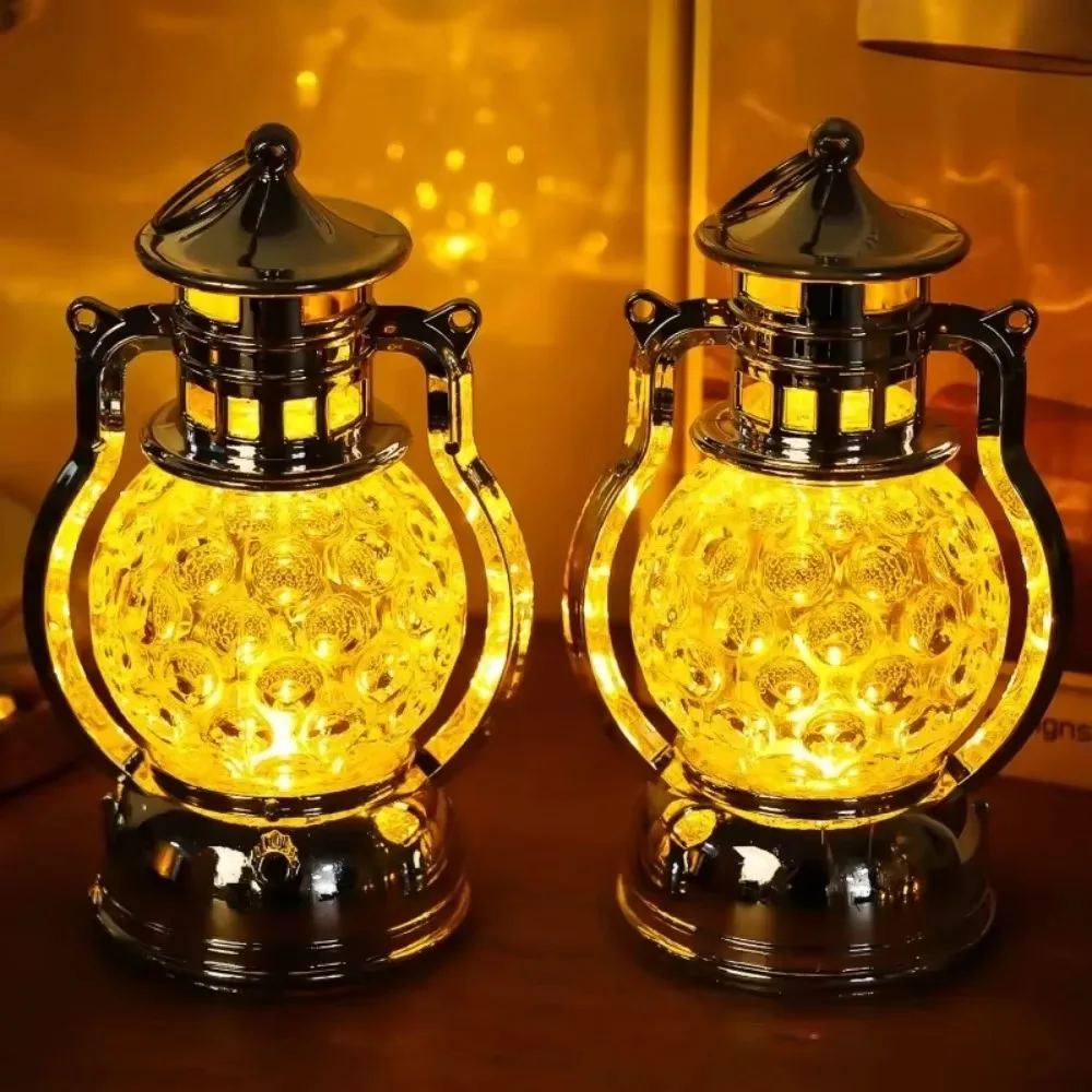 Christmas Vintage LED Hand Lantern Creative Small Candle Lamp Decorations Ins Desktop Atmosphere Small Night Light Ornaments