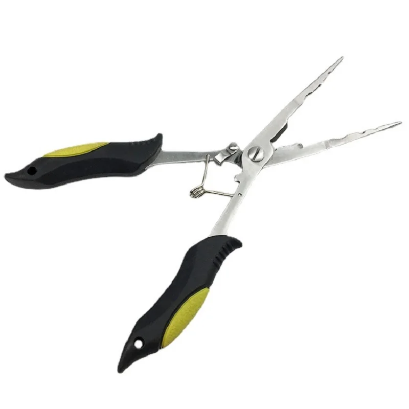 11.8in Multifunctional Luya Pliers Stainless Steel Fishing Pliers Fishing Accessories Fish Mouth Pliers Hook with Rubber Handle