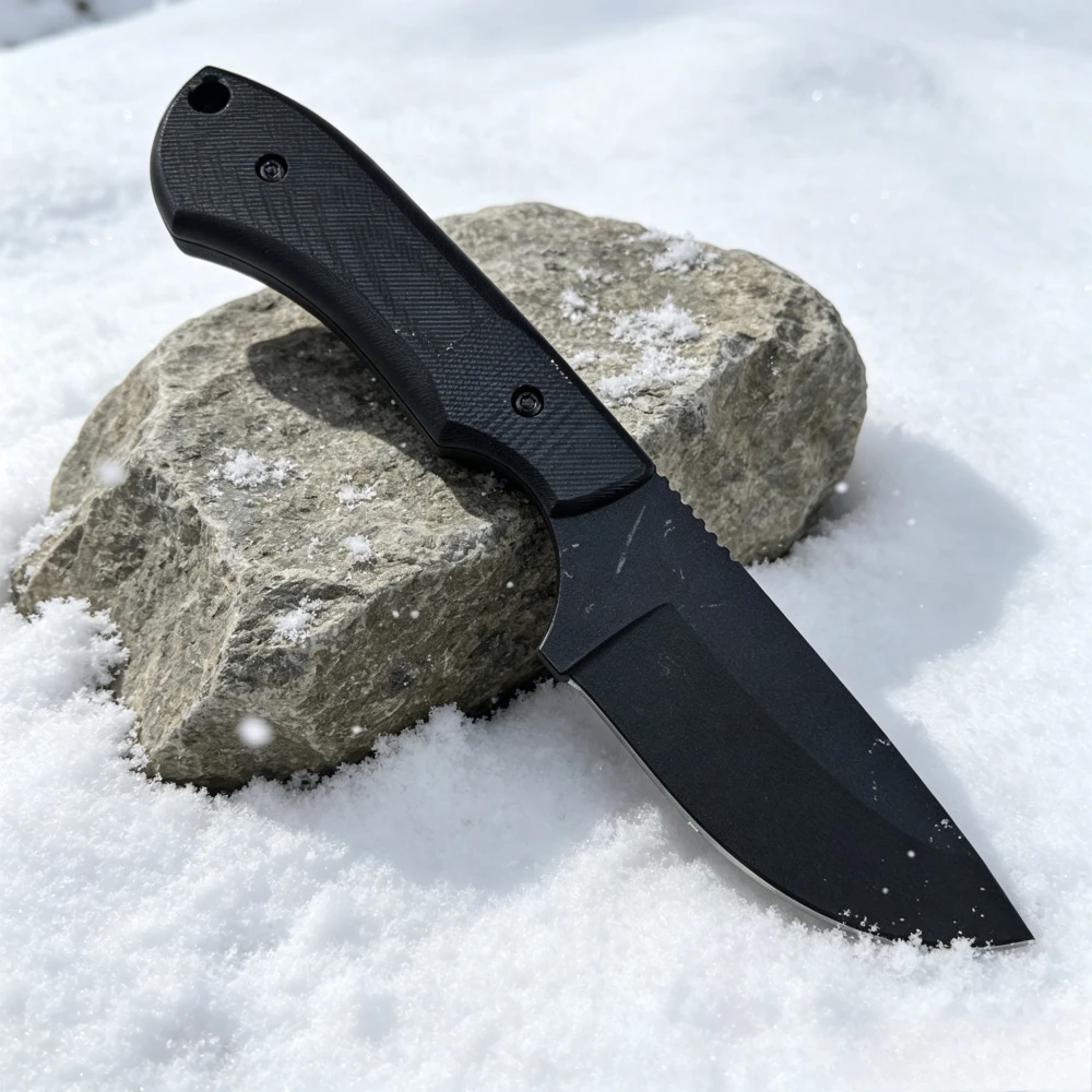 G10 Handle Camping Portable Fishing Straight Knife with K Sheath Multi-functional Outdoor Essential Emergency Cutting Knives