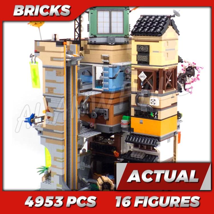 

4953pcs Shinobi City Modular Street Sliding Elevator Fish Market Store Tower 10727 Building Kits toys Compatible with Bricks