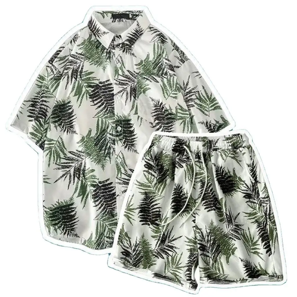 

High Quality Pajama Set Digital Printing Pure Cotton Casual Hawaiian Pajamas Night Wear Short Sleeve Pajamas