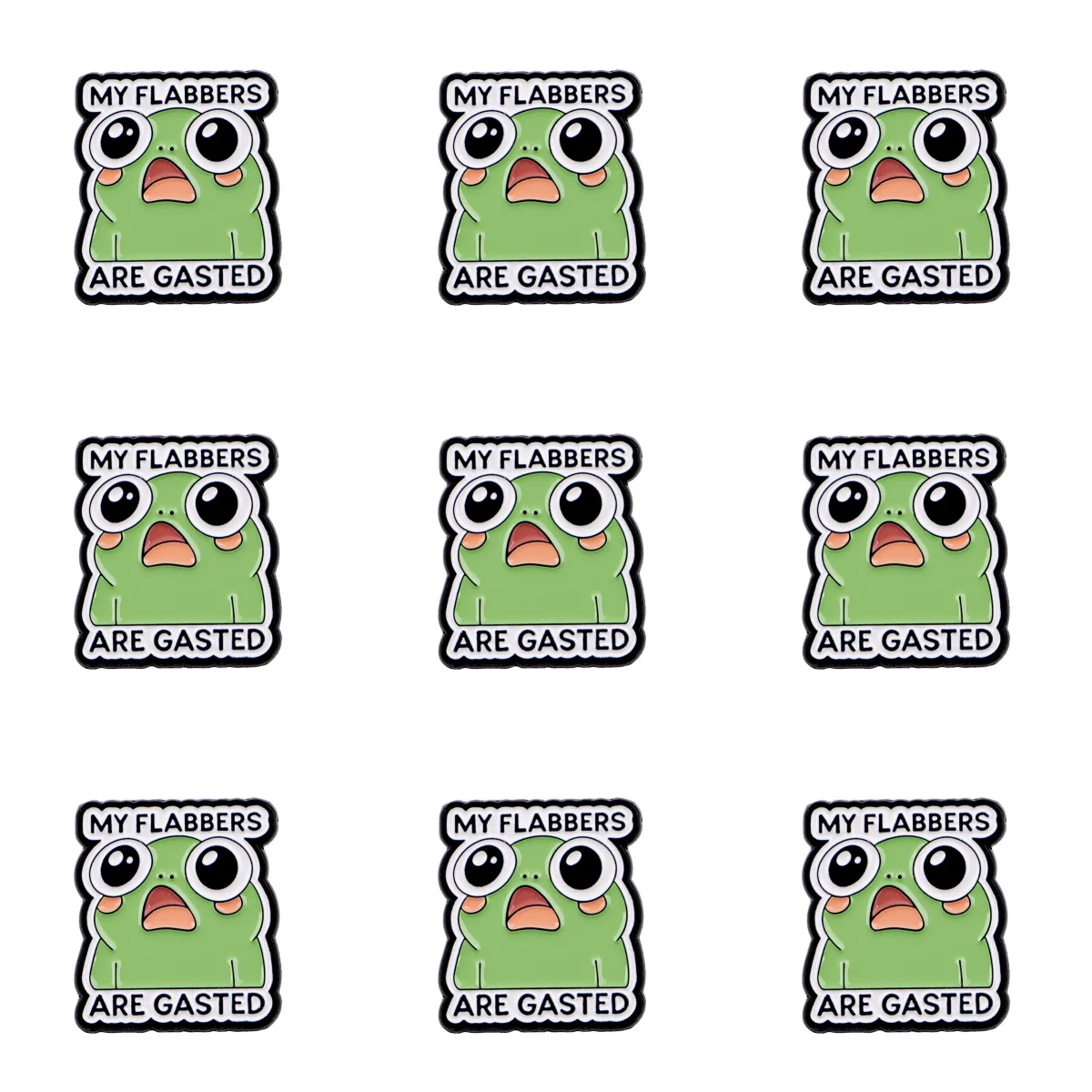 9-teiliges My Flabbers Are Gasted Emaille-Pin-Set, Cartoon-Frosch-Brosche für Mantelkragen, Reversnadeln, Metallabzeichen, Schmuckgeschenk für Freunde
