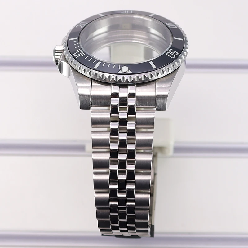 นาฬิกาผู้ชาย40มม. ชุดสร้อยข้อมือกระจกแซฟไฟร์สำหรับ Seiko NH34 NH35 NH36/38 Eta 2824 Miyota 8215การเคลื่อนไหว28.5 Submariner