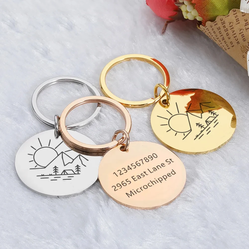 1pc personalized circular tags engraved with your pet's name and owner's phone number to help prevent getting lost outdoors