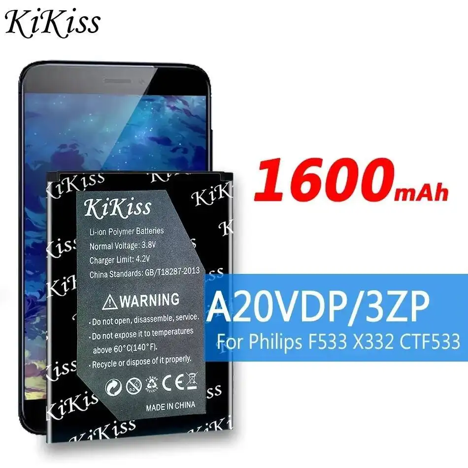 

High Quality 1600mAh A20VDP/3ZP Battery For PHILIPS Xenium X332 F533 K700 X703 E320 K600 X503 F322 F511 X223 Smartphone