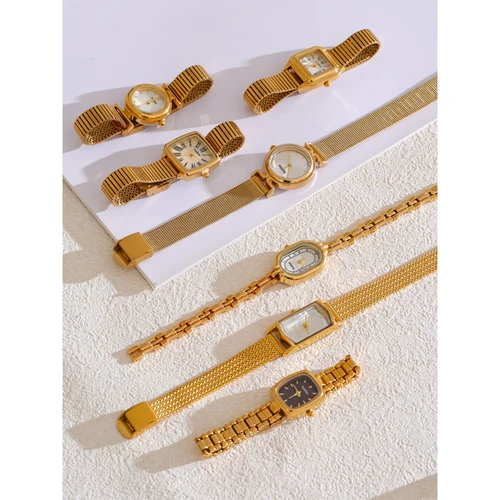 Imagen 2 del producto Reloj Yhpup de acero inoxidable a la moda con movimiento japonés, resistente al agua, pulido, brillante, chapado en oro de 18 quilates, accesorios de joyería chapados en PVD