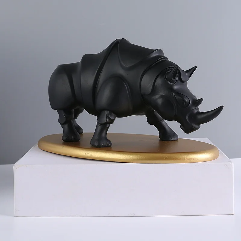 Red Rhino Sculpture Resin Crafts Animal Statue Living Room Office Decoration Wedding Gift Home New