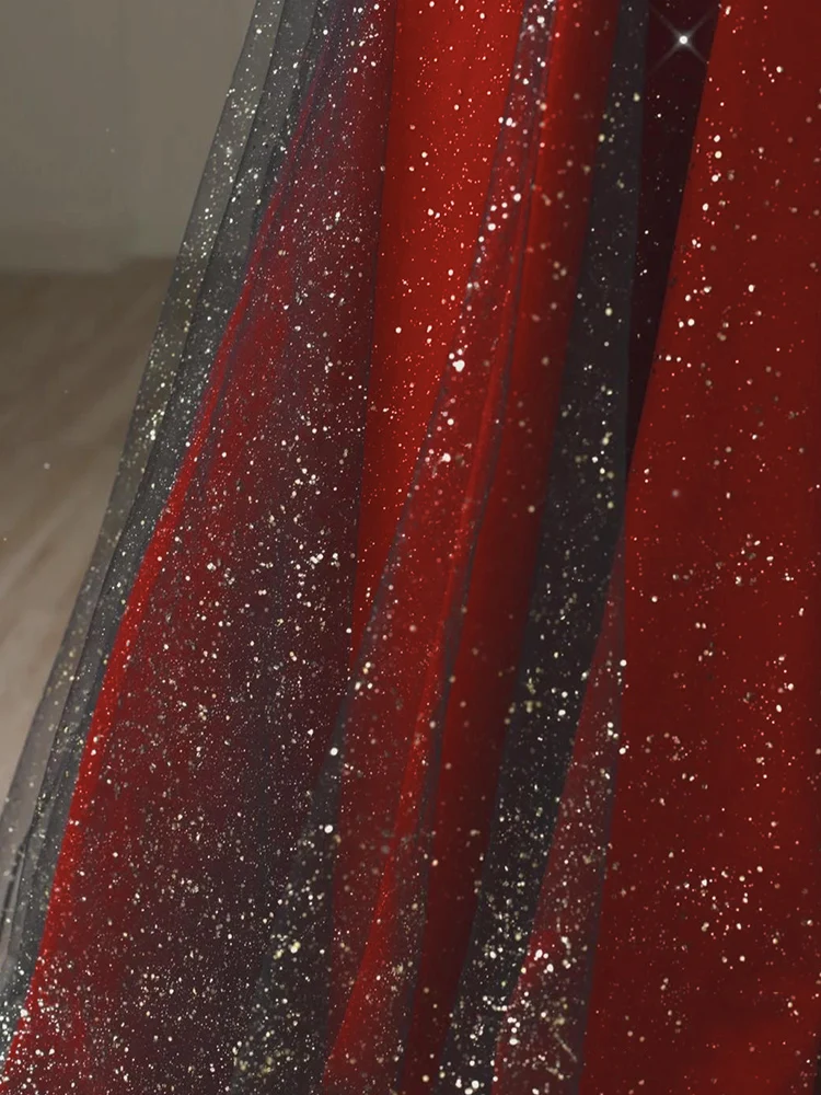 Vestido de casamento vermelho de um ombro, manga curta, crimento até o chão, cor pura, estilo coreano, vestido de dama de ...