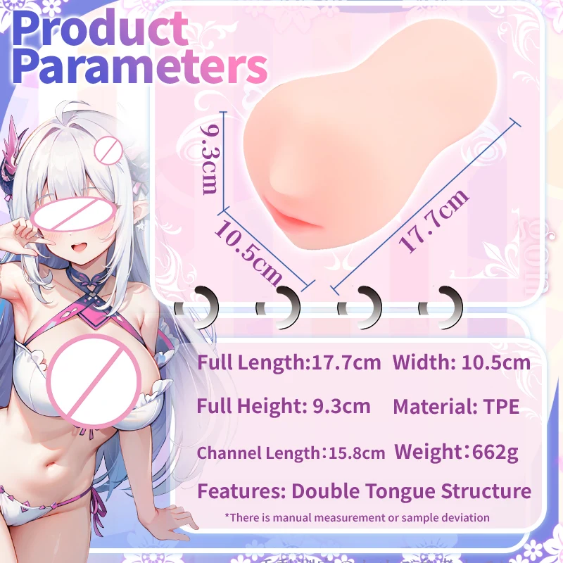 YUU Dual Tongue Blowjob Mastrubator for Male Sex Toy with Teeth Realistic Mouth Masturbation Cup Deep Throat Oral Sex Simulator