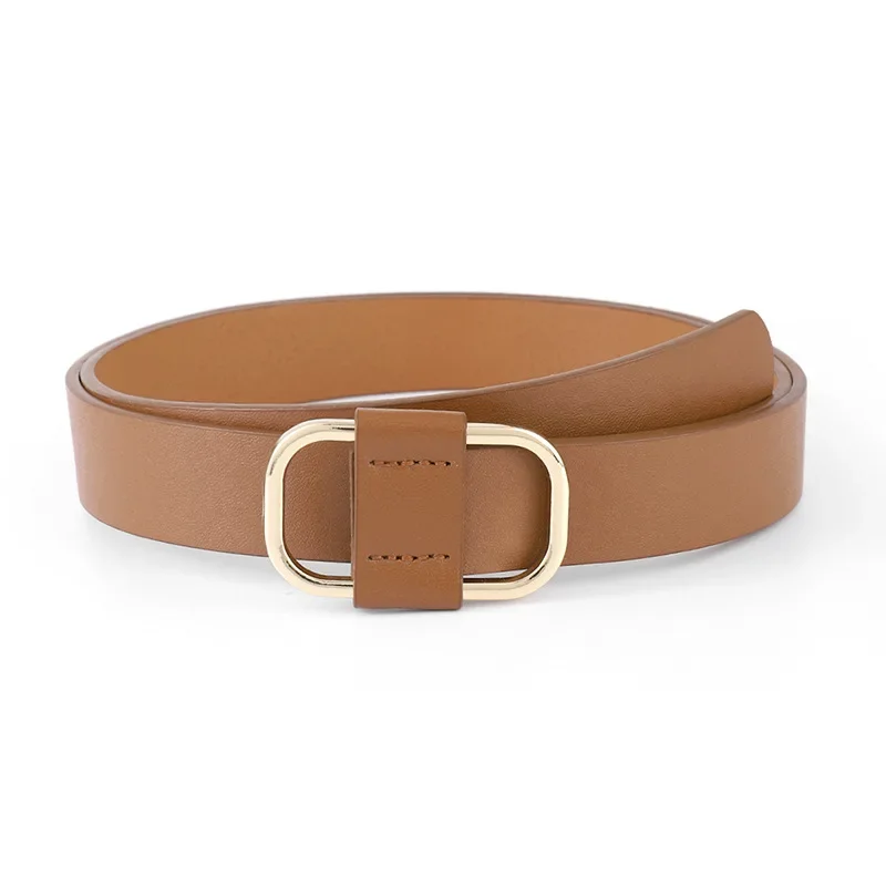 

Vintage Metal Brown Cut Belt with Women's Casual Jeans Simple High-quality Belt