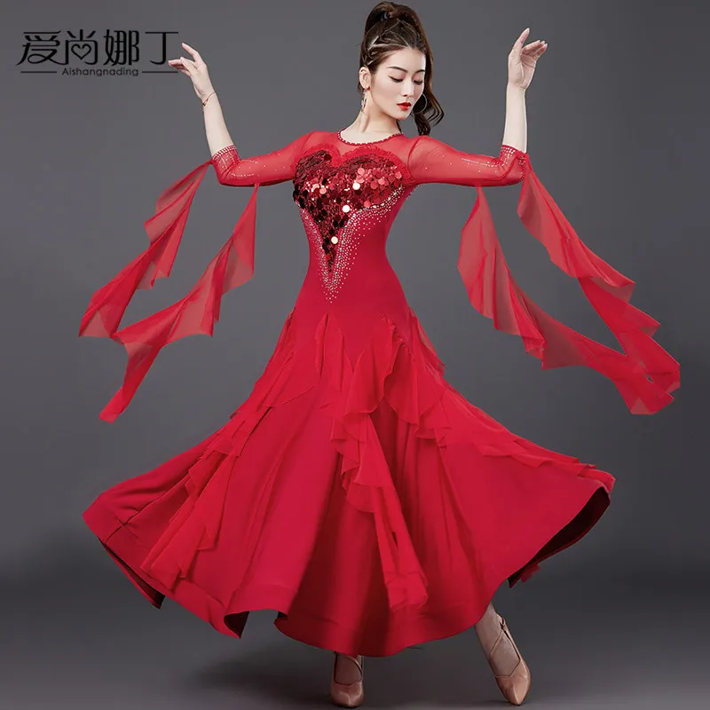 2026 New Modern Dance Dress National Standard Waltz Competition Table Performance Dress Large Swing Dress 7219