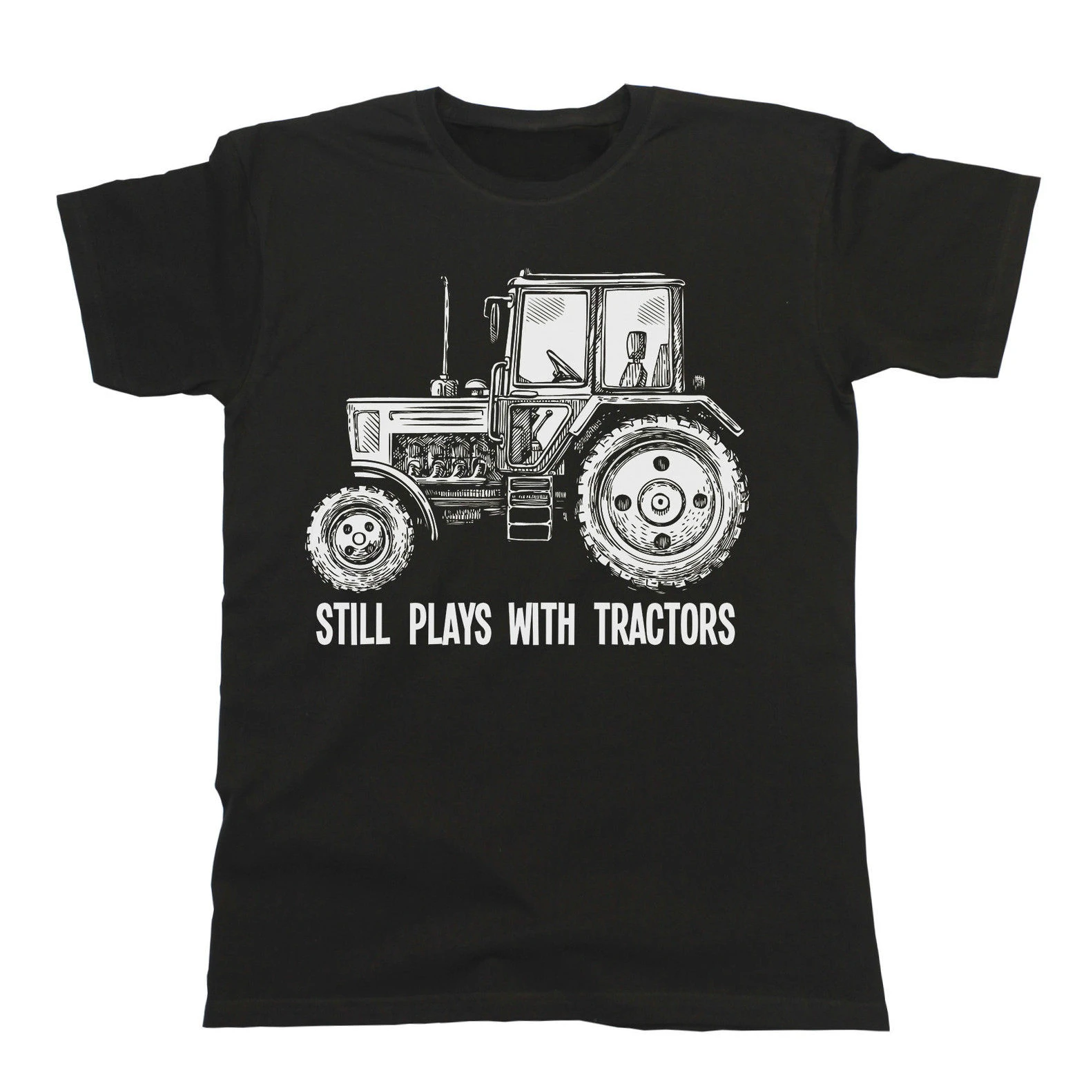 

Still Plays with Tractors. Funny Farm Farmer T Shirt. New 100% Cotton Short Sleeve O-Neck T-shirt Casual Mens Top