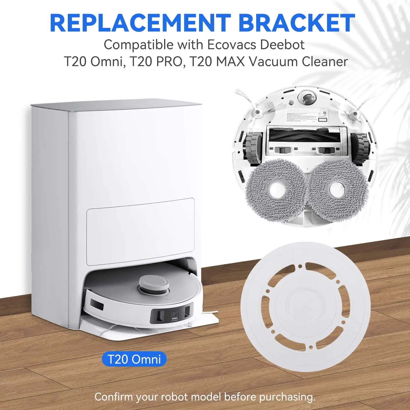 Robust Mop Cloth Mounting Holder for Ecovacs For T20 Turbo Robotic Vacuum Supporting Long-Term Use in Residential Environments