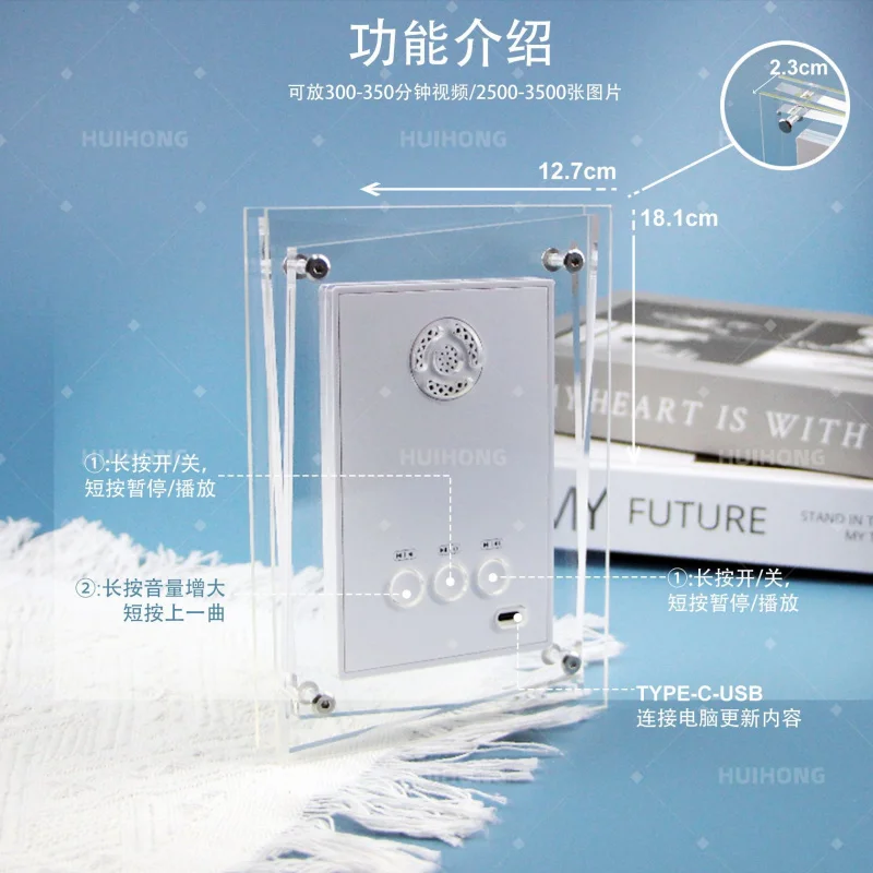 Angepasst.-grenze Heißer Verkauf Transparent 5 Zoll Acryl Fotoalbum WiFi Elektronische Fotorahmen Spielt Fotos