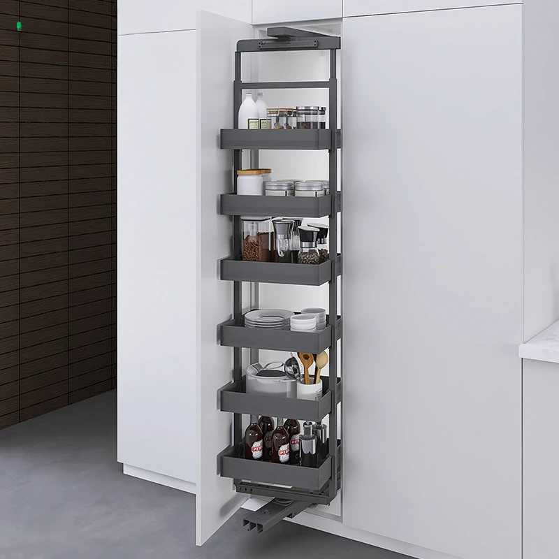 Kitchen Organizer Kitchen Cabinet Pullout Basket Storage Wide Pull Out Tall Larder Unit Multifunctional Rotating Storage Rack