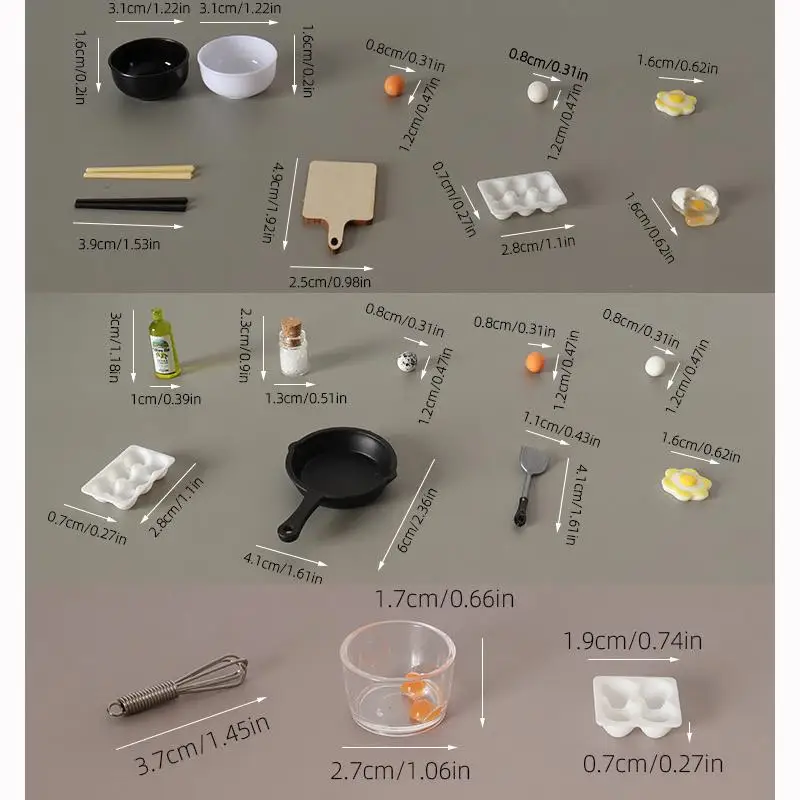 1:12 Scale Dollhouse Miniature Kitchen Scene, Egg Frying Pan Pretend Play Toy Set for Children