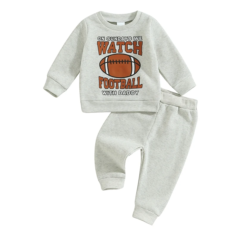 

Toddler Baby Girl Boy Football Outfits Clothes 0 3 6 9 12 18 24Months 2t 3t Sweatshirt Sweater Top Pants Set Fall