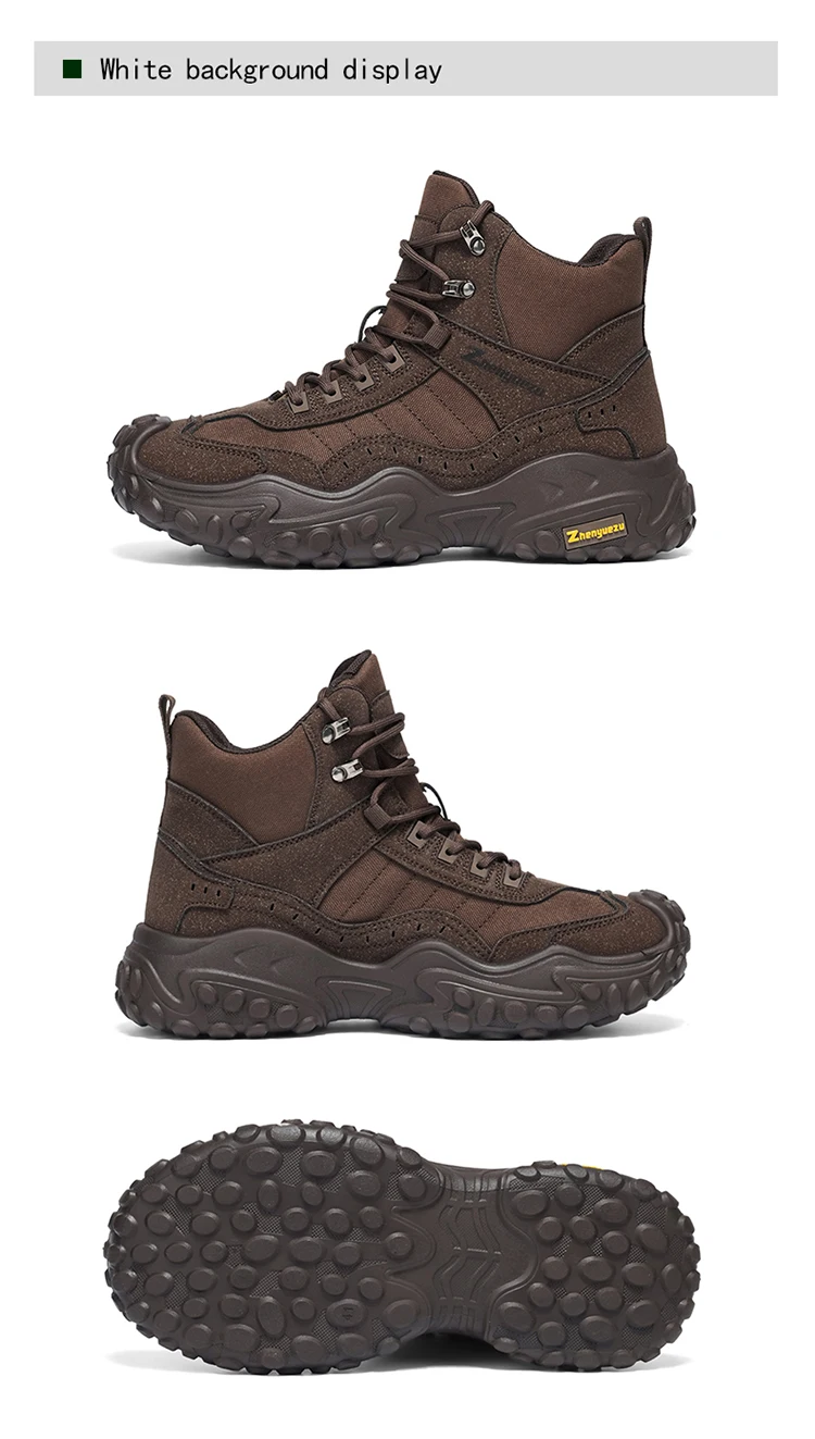 Modische Herren-High-Top-Stiefel mit dicker Sohle, abriebfest, bequem und atmungsaktiv, ideal für Outdoor-Abenteuer, Camping und Wandern. – Detail 25