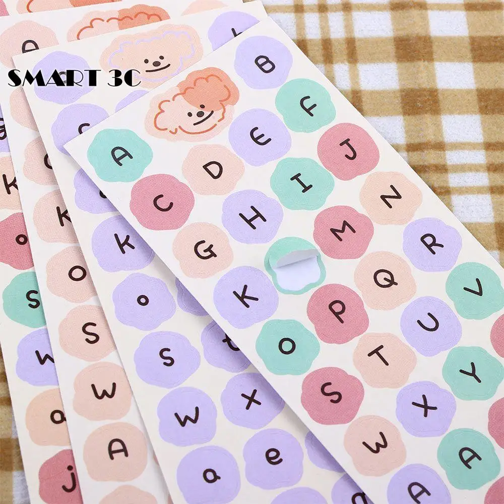 Self Adhesive English Letter Label Sticker Cartoon Dog Sticker English Uppercase Lowercase Alphabet Stationery Sticker