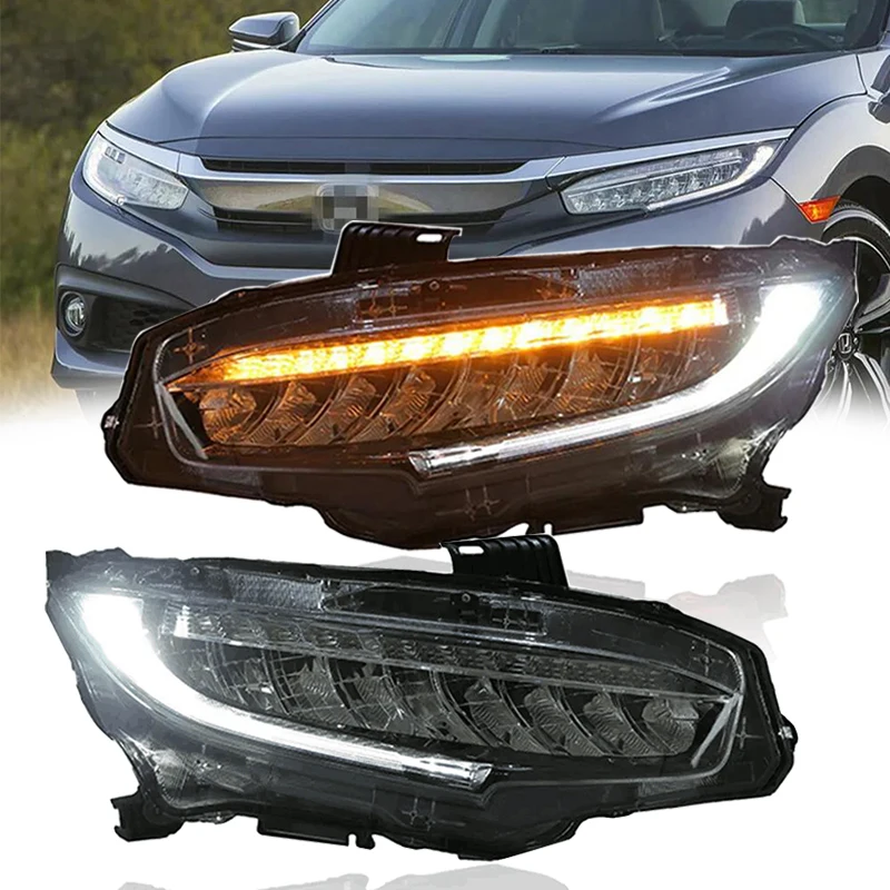 LED Headlight For Honda Civic 10TH Gen 2016-2021 StartUp Sedan Coupe Hatchback Type R Breathing Lighting Switchback Turn Signal