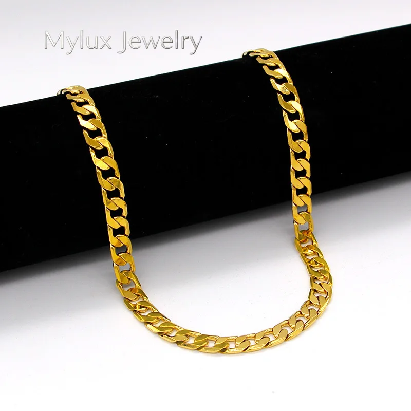 Mylux Jewelry Luxury 24K 9999 Pure Gold real gold Men's Women's Cuban Chain Necklace