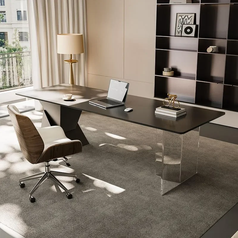 Italian Light Luxury Minimalist Rock Slab Boss Desk Combination Office High End 2026 New Black Modern Simplicity Executive