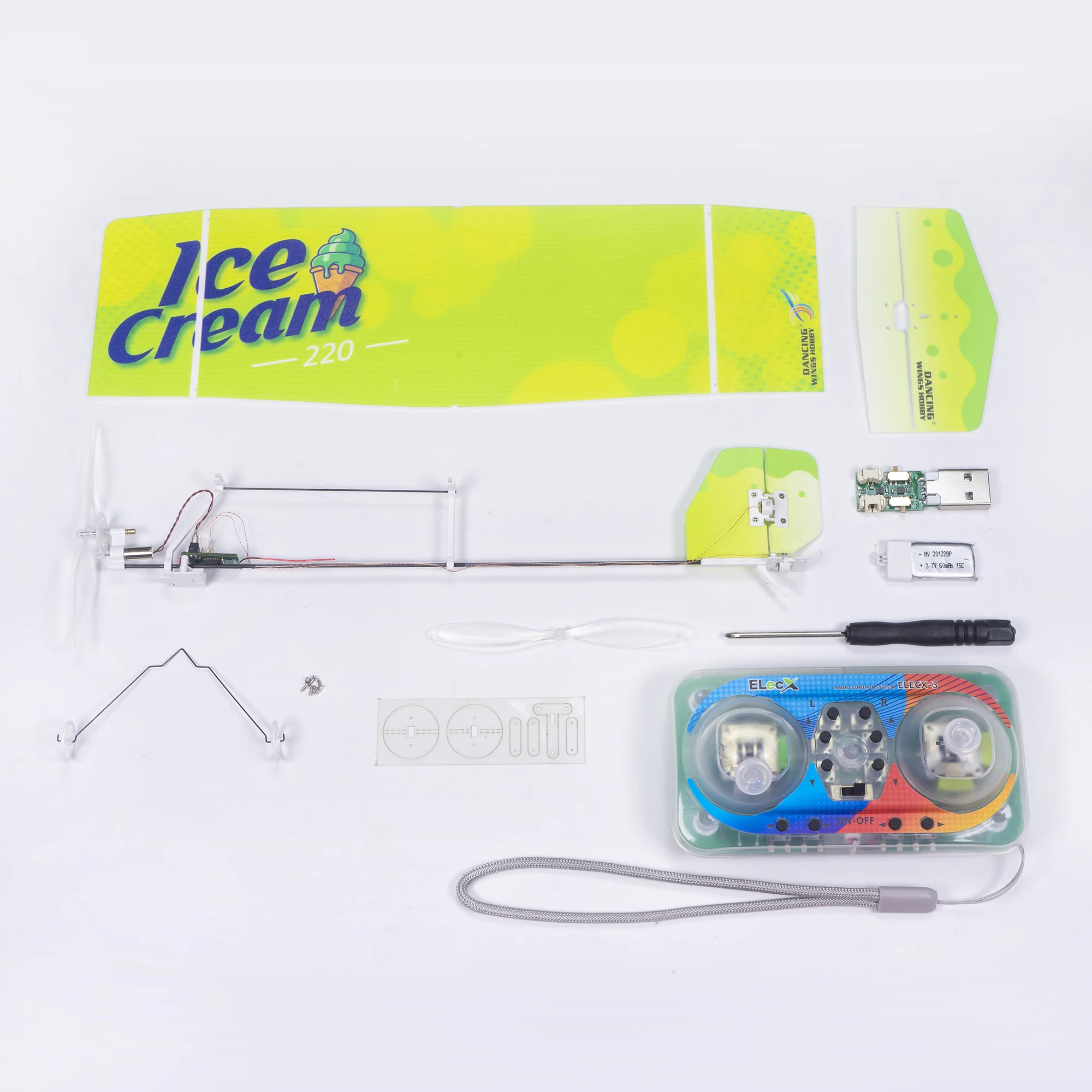 New 220mm Wingspan Ice Cream V2 3CH RC Ultralight Mini Micro Indoor Fixed-wing Aircraft Model