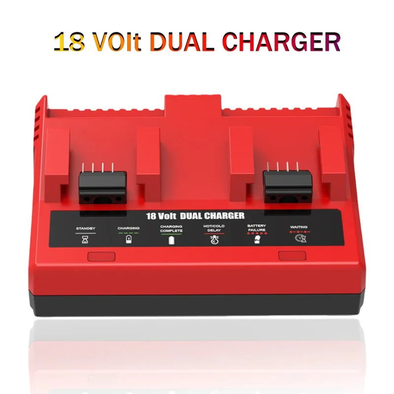 

Fast charger 2-port dual-charge Adapted to Milwaukee M18 lithium battery 18V3a6a108W48-59-180248-59-1812 US/UK/AU/EU plug