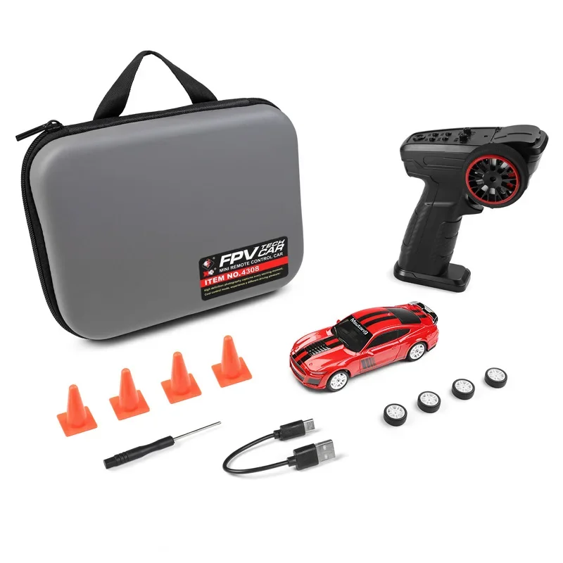 Original K4308 ferngesteuertes Auto im Maßstab 1:43 elektrischer 4WD-Drift-Rennwagen mit coolen LED-Leuchten, Simulations-Sportwagenmodell