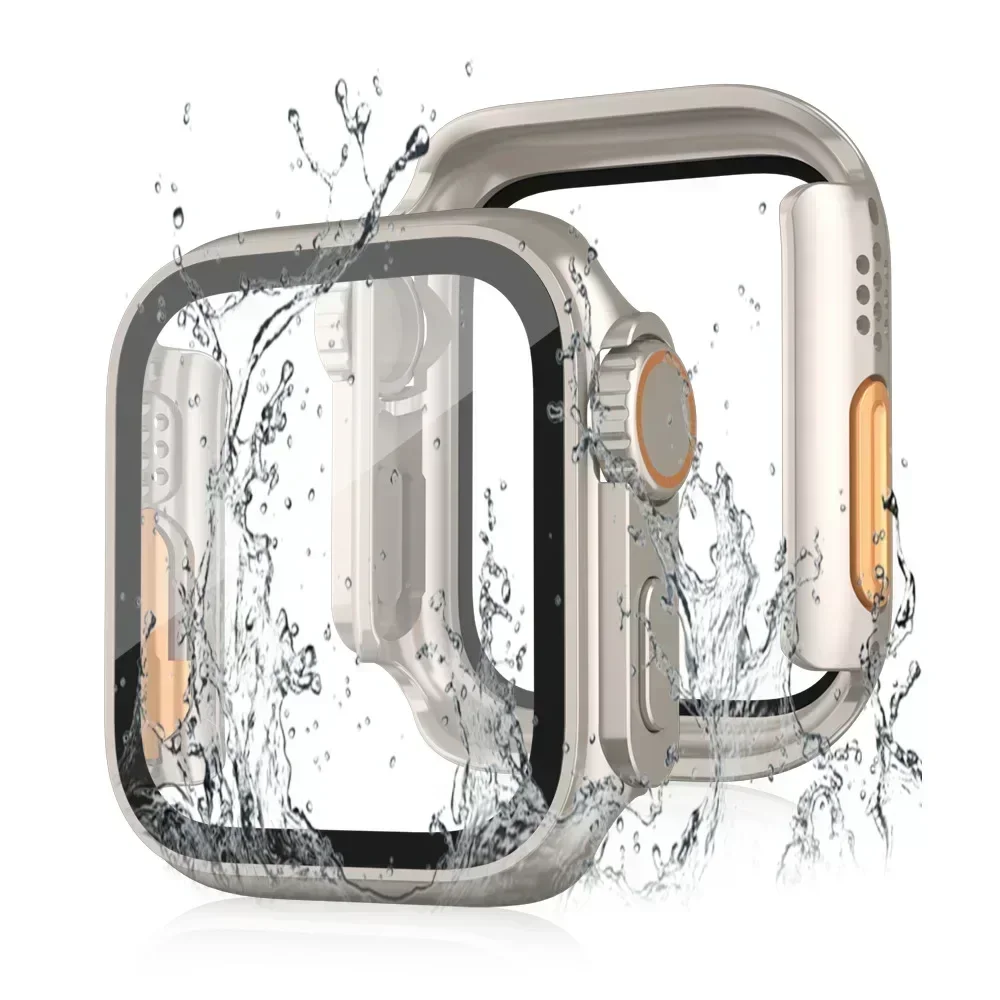 2PCS Tempered Glass+Cover For Apple Watch case 44mm 45mm Bumper Screen Protector Change to Ultra IWatch Series 9 8 7 SE 6 5 4 view 5