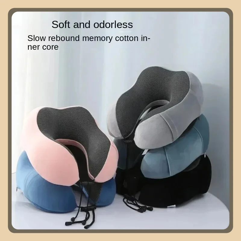 

New memory foam U-shaped neck pillow, a soft travel companion with massage function, suitable for cars and cervical support