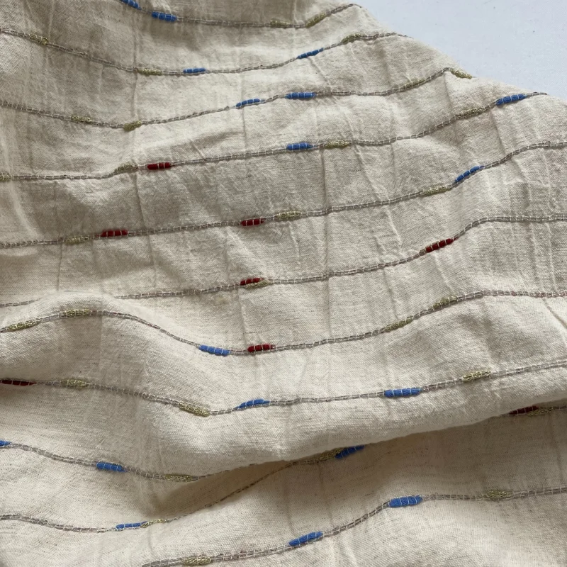 

Soft organic three-dimensional process sensory color striped cotton fabric handcrafted diy fabric