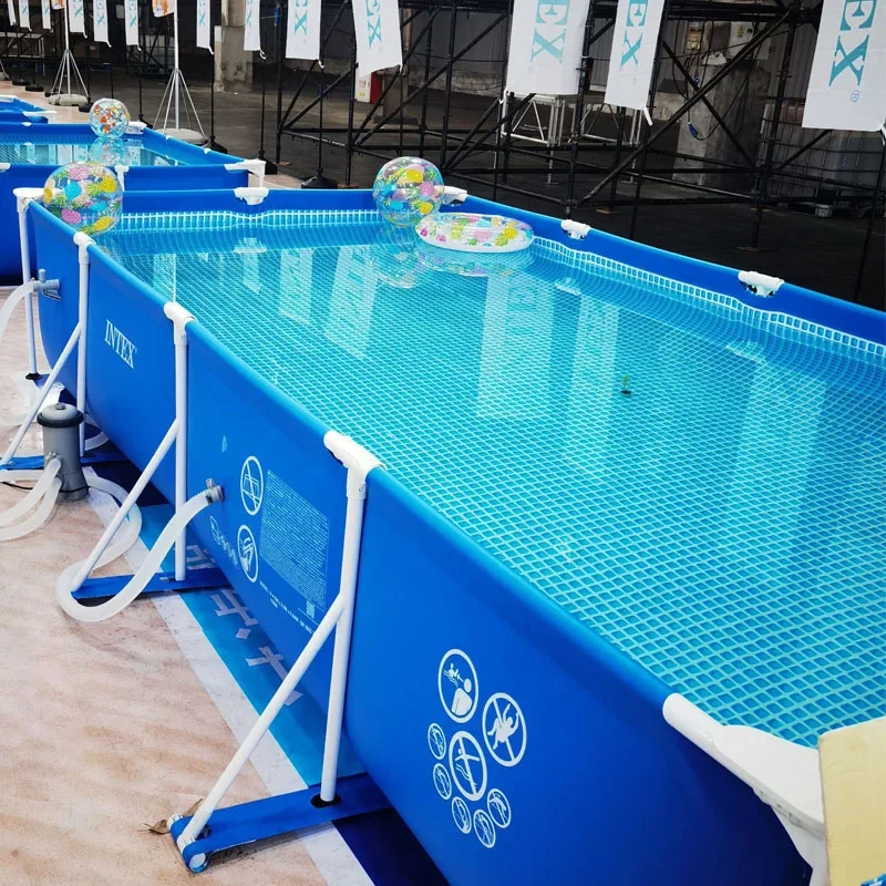 Marco de metal rectangular 260 * 160 cm * 65 cm INTEX Marco de piscina sobre el suelo Piscina de agua de natación de verano