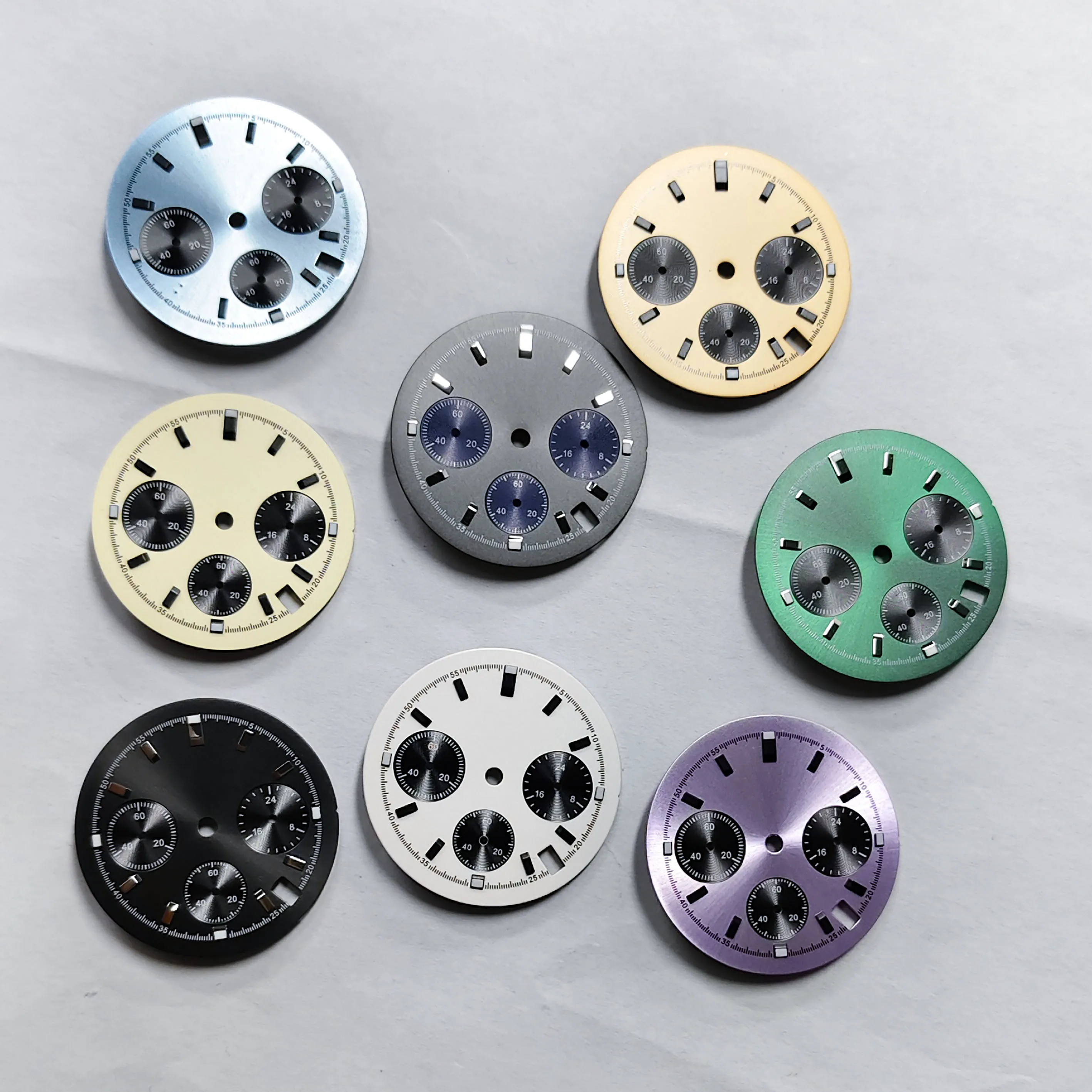 

Настраиваемый новый циферблат VK63, 29,5 мм, фиолетово-желтого цвета, совместимый с механизмом VK63. Аксессуары для часов.