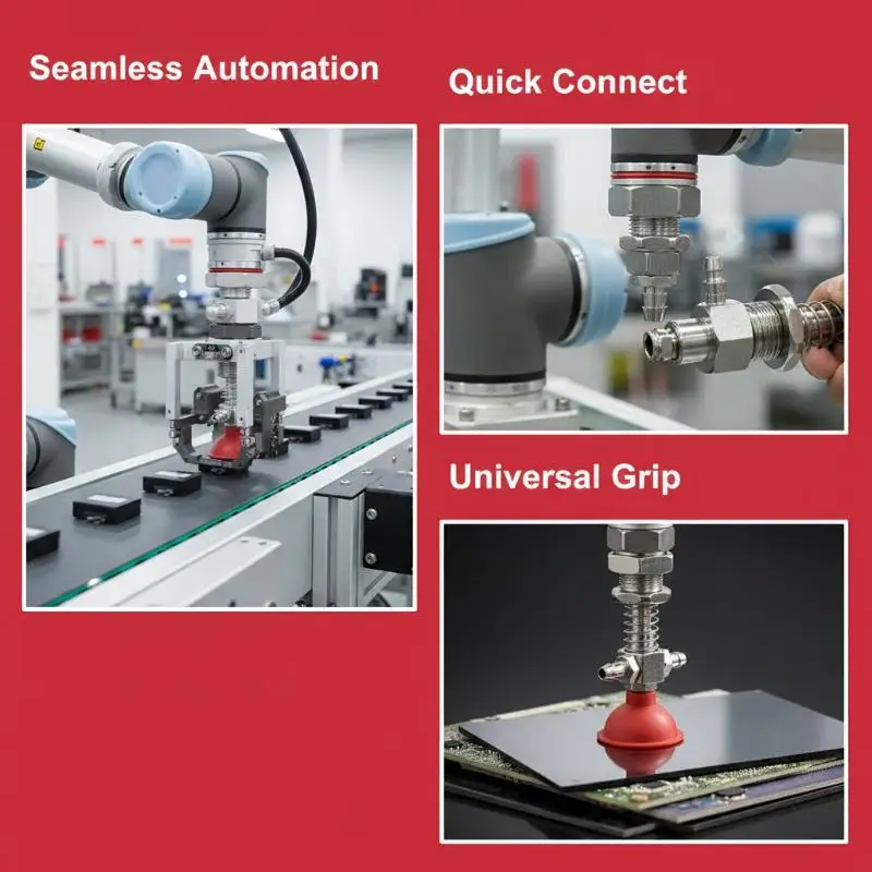 Robotic Arm Accessories Industrial Vacuum Small Head Suction Cups M12/M10 T-shaped External Spring Buffer Hardware Sucker Rod